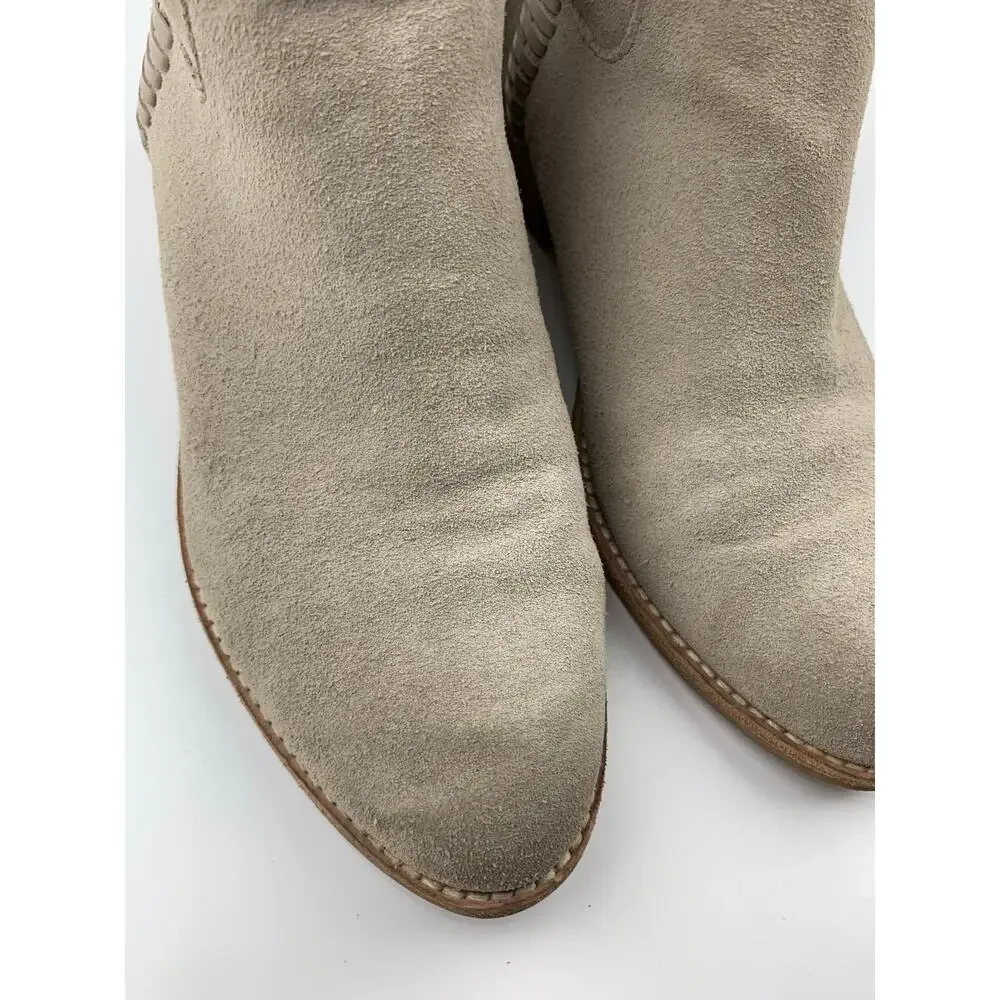 Dolce Vita Beige Suede Booties Slip On Ankle Boots Women's 8 Boho Western